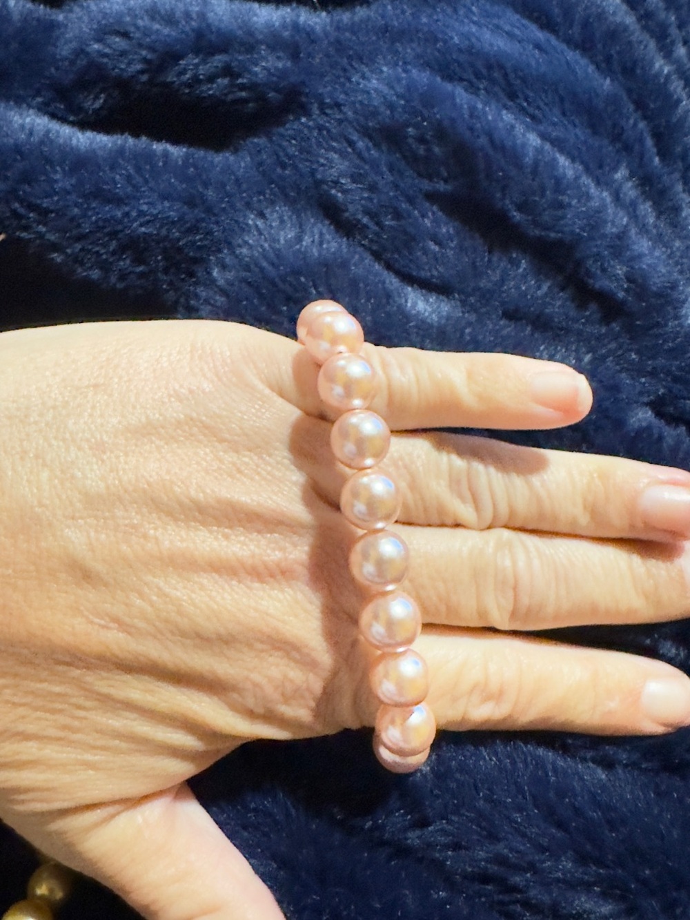Rustic Cuff Pink Pearl Stretch Bracelet - Classic Elegance